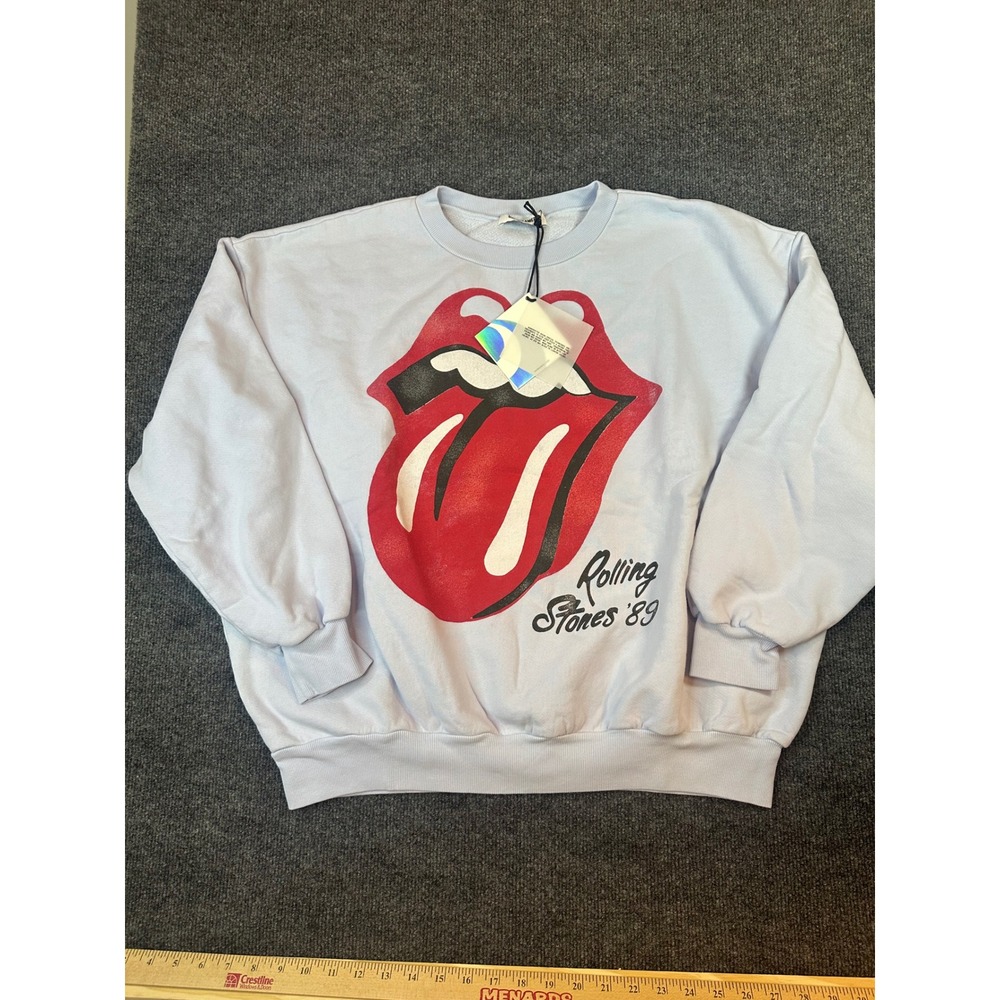 Daydreamer Rolling Stones 89 Sweatshirt Blue Oversized Cotton Pullover Large NEW